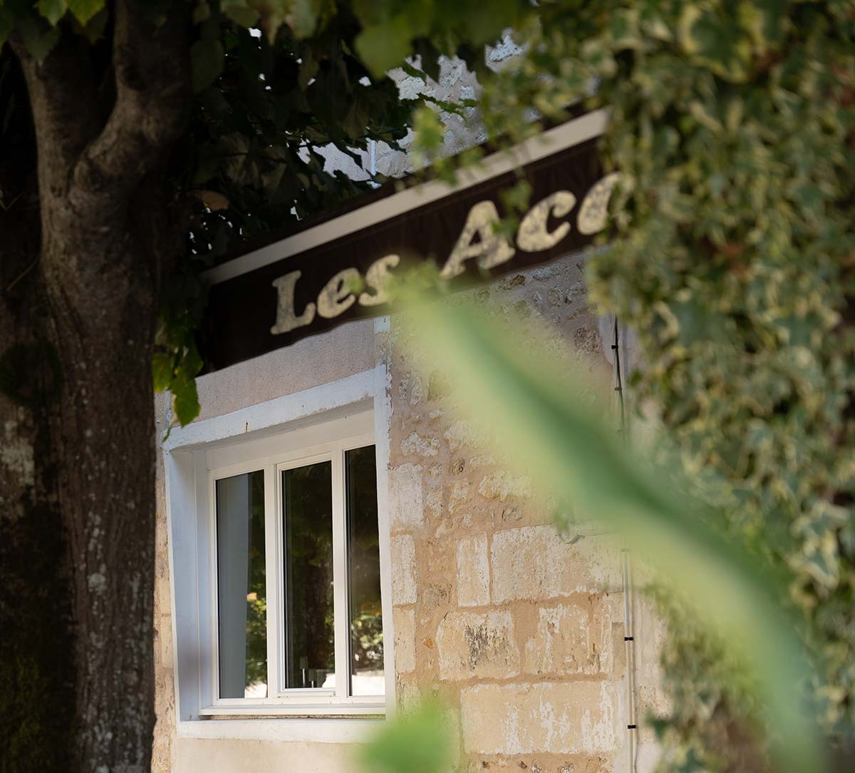 Stone facade of restaurant in Charente Maritime near Saintes